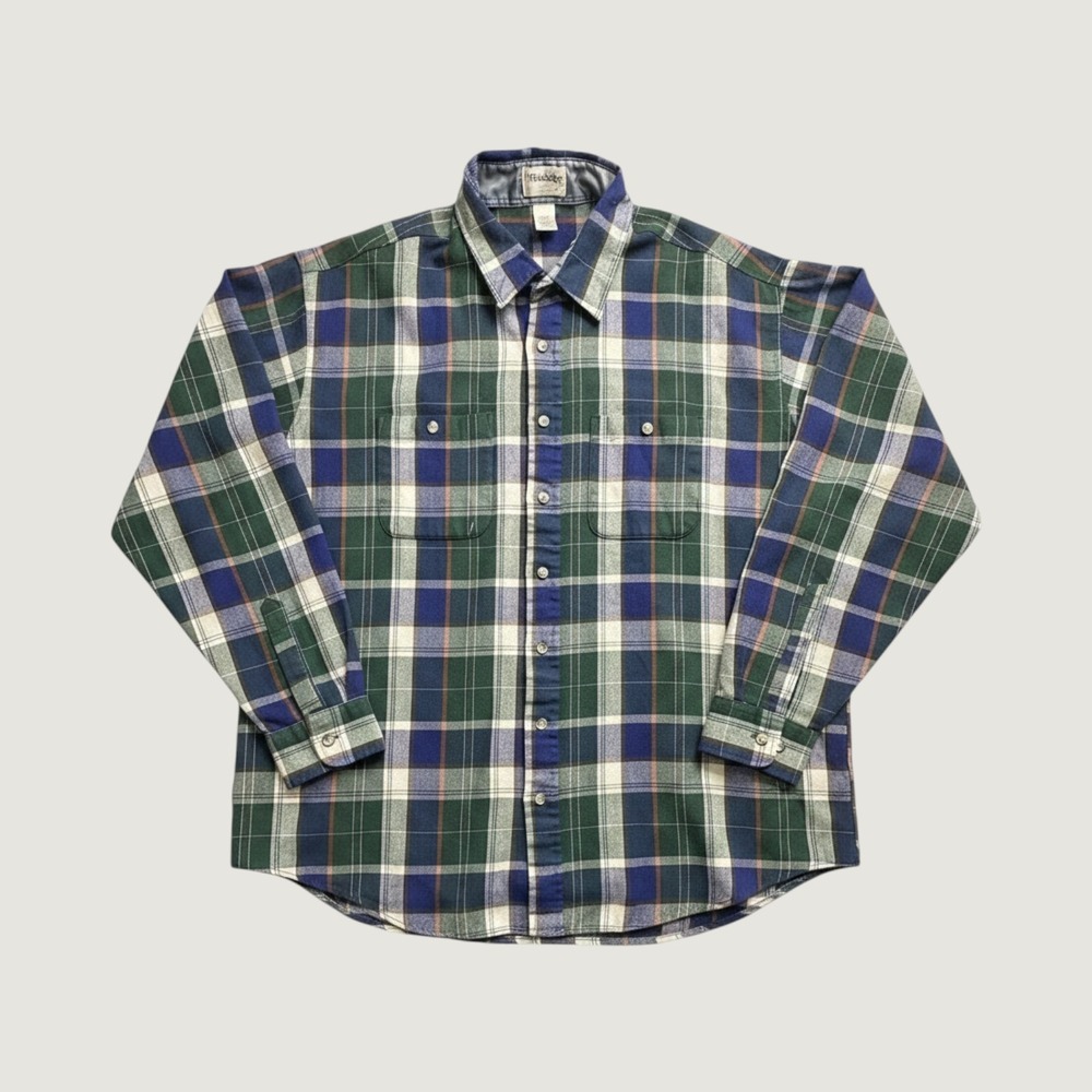 Windridge Shirt Mens XXLT Flannel Green Blue Plaid Button Down Mervyns EXCELLENT